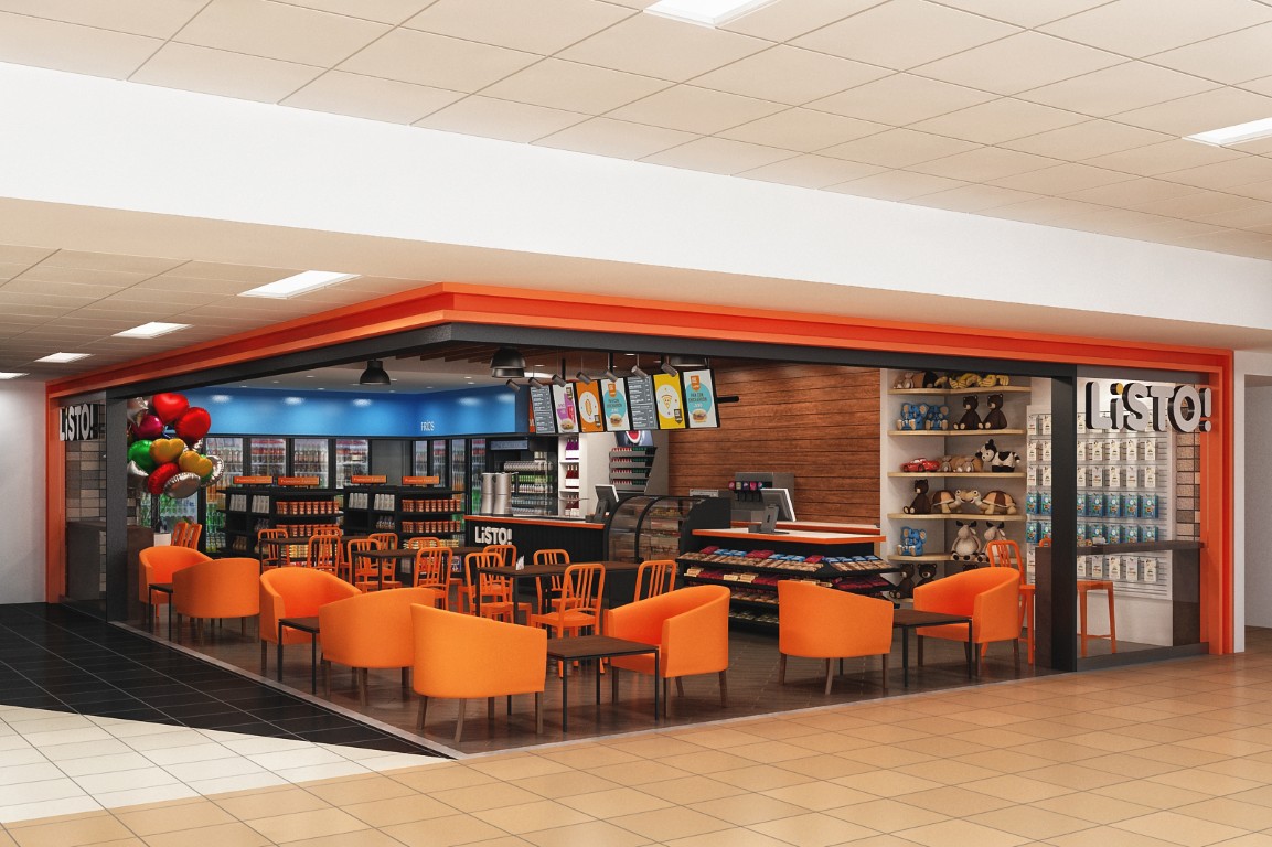 Renderizado de proyecto comercial - Área de cafetería