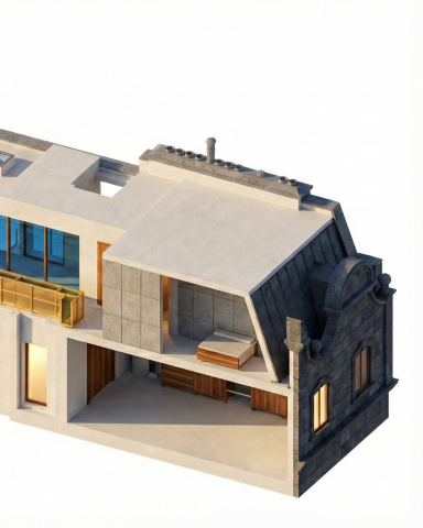 Renderizado arquitectónico - Fachada de proyecto residencial