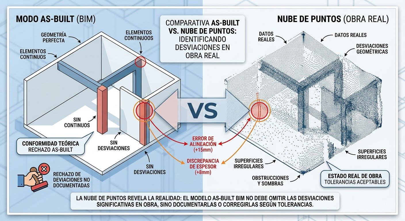 Comparativa de Modelo BIM as-built frente a nube de puntos de la obra real