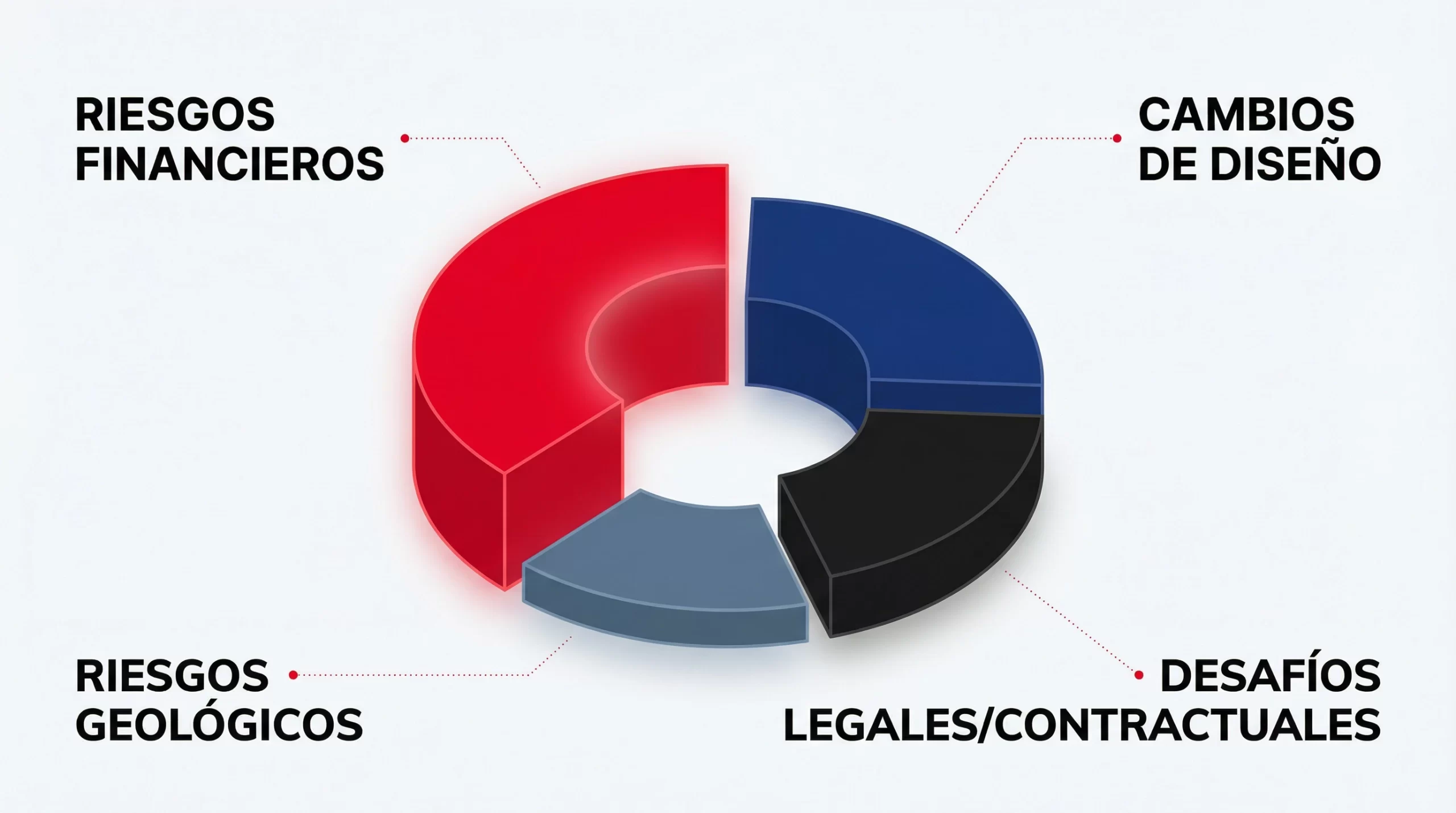 Gráfico circular de los principales riesgos y sobrecostos en la construcción