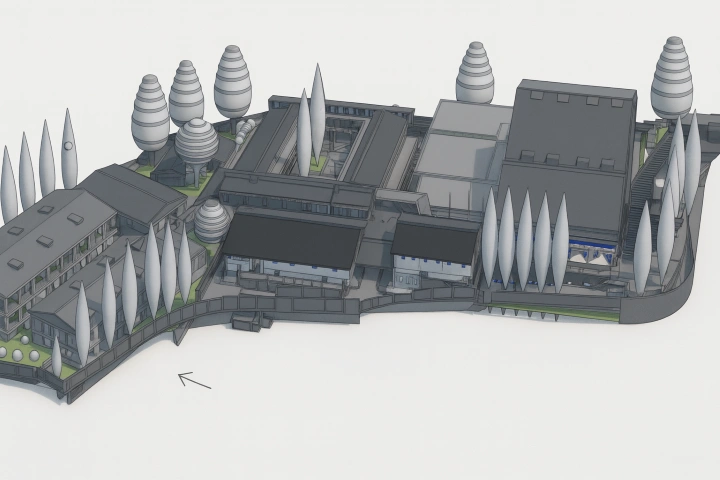 Modelo BIM de arquitectura general e implantación para infraestructura educativa COAR